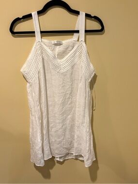 Spense White Crochet-Trim Camisole Tank